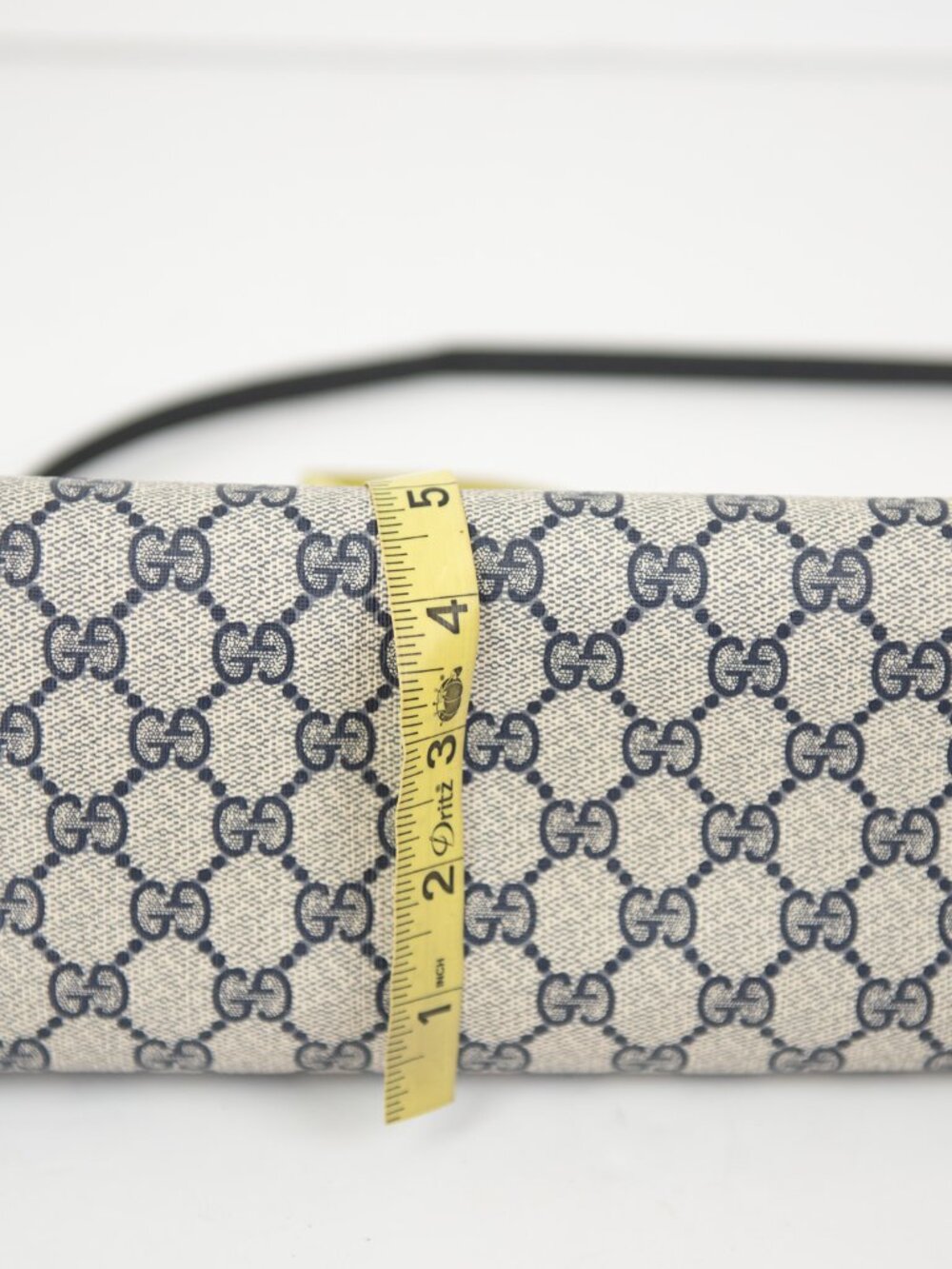 Vintage Gucci GG Supreme Monogram Camera Crossbody Bag 1980s Purse Navy Blue - Picture 12 of 16